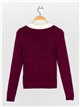 Contrast sweater with rhinestone buttons purpura