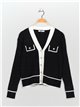 Knit cardigan with rhinestone buttons negro