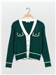 Knit cardigan with rhinestone buttons verde