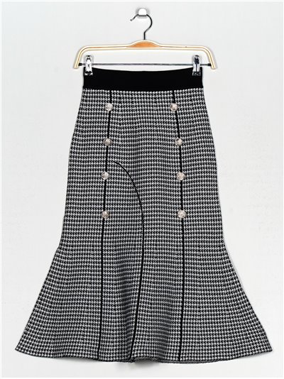 Knit midi skirt with buttons blanco