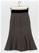 Knit midi skirt with buttons camel