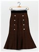 Knit midi skirt with buttons caramel