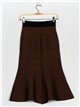 Knit midi skirt with buttons caramel