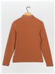 Roll neck fleece t-shirt camel