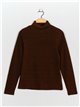 Roll neck fleece t-shirt marron