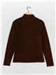 Roll neck fleece t-shirt marron