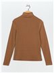 Roll neck ribbed t-shirt camel