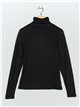 Roll neck ribbed t-shirt negro