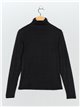 Roll neck ribbed t-shirt negro