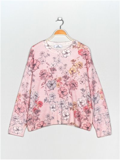 Jersey pelo floral rosa