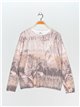 Printed soft sweater camel