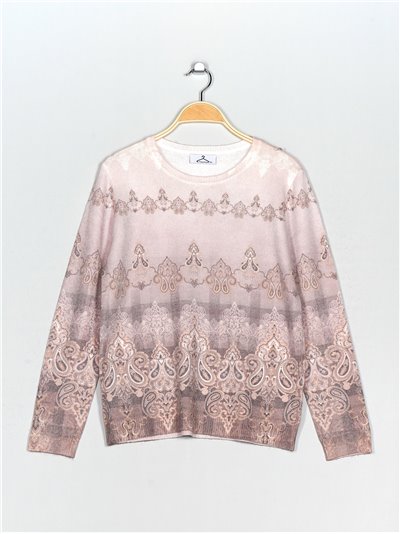 Printed soft sweater gris