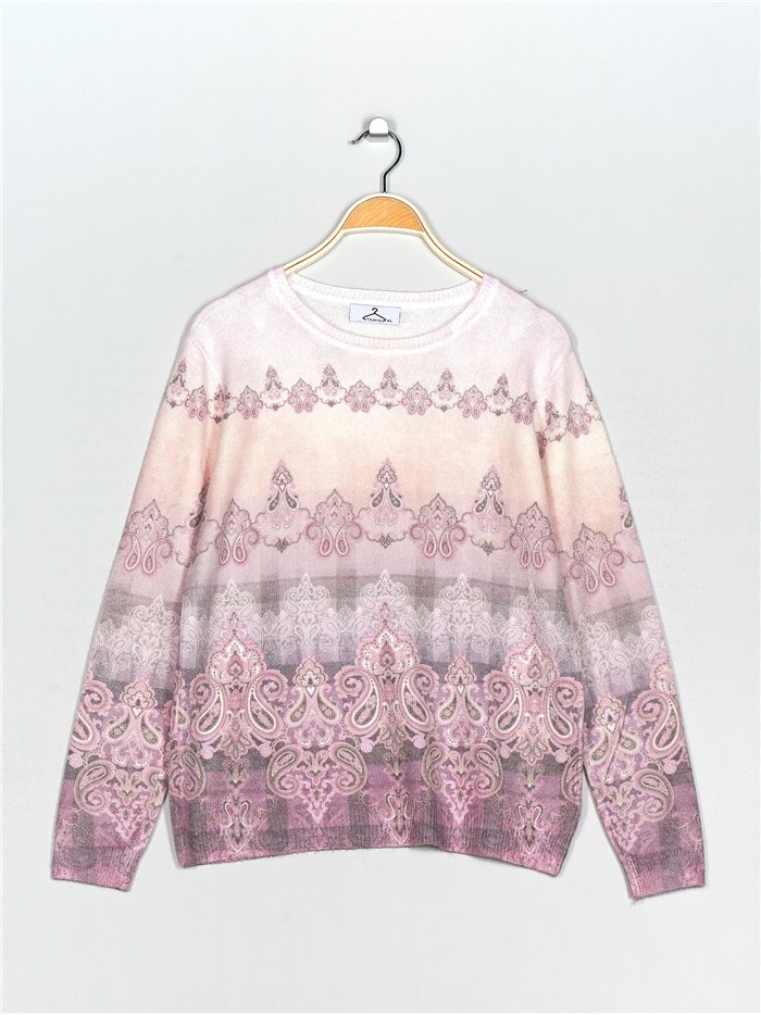 Printed soft sweater morado