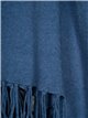 Maxi knit cape with fringing azul