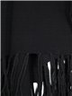 Maxi knit cape with fringing negro