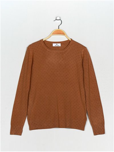 Polka dot sweater camel