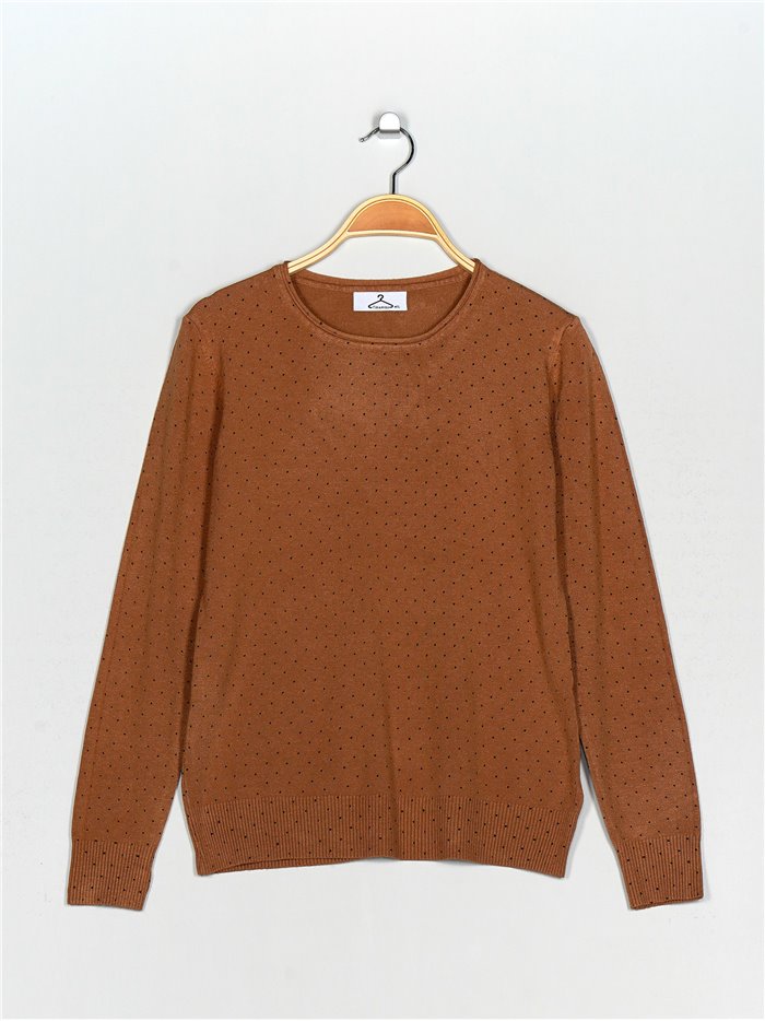 Polka dot sweater camel