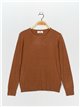 Polka dot sweater camel