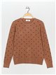 Floral sweater camel