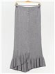 Midi knit skirt with ruffle gris