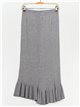 Midi knit skirt with ruffle gris