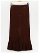 Midi knit skirt with ruffle marron