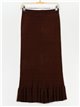 Midi knit skirt with ruffle marron