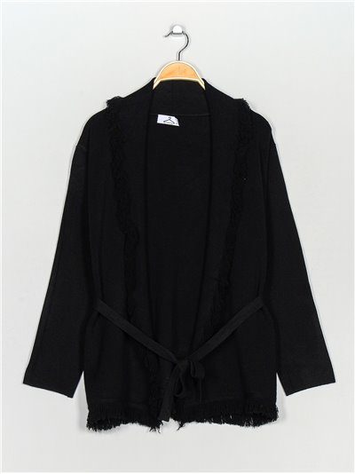 Frayed Edge knit cardigan negro