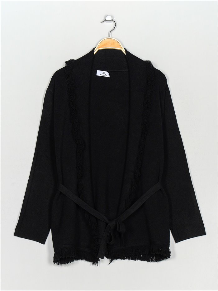 Frayed Edge knit cardigan negro