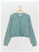 Knit cardigan with bows verde-agua