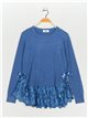 Textured sweater with lace azul