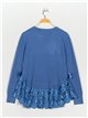 Textured sweater with lace azul