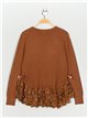 Textured sweater with lace camel