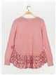 Textured sweater with lace rosa