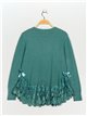 Textured sweater with lace verde-agua