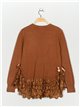 Textured sweater with lace camel