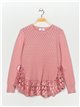 Textured sweater with lace rosa