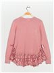 Textured sweater with lace rosa