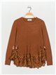 Textured sweater with lace camel