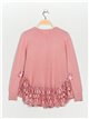 Textured sweater with lace rosa