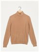 Jersey pelo soft cuello vuelto camel