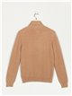 Jersey pelo soft cuello vuelto camel