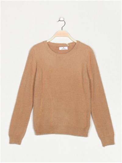 Soft faux fur sweater camel