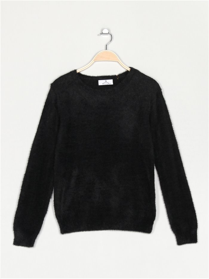 Soft faux fur sweater negro