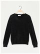 Soft faux fur sweater negro