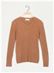 Textured cable-knit sweater camel