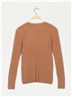 Textured cable-knit sweater camel