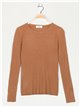 Textured cable-knit sweater camel