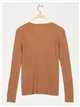 Textured cable-knit sweater camel