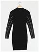 Knit dress with rhinestone negro-plata